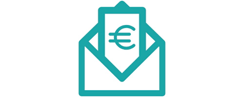 une enveloppe et le signe euro